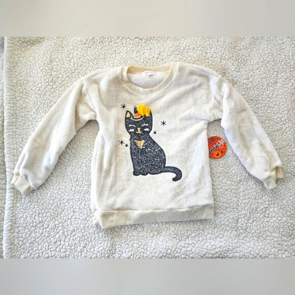 Kensie Girl Other - Kensie Girl‎ sequined black cat cream sweater size 6 girls